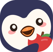 Penguin holding a red apple app icon